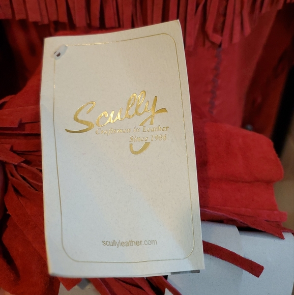 Scully NWT Red Long Leather Suade Jacket With Fringe & Silver Embellishments XXL - Picture 5 of 12